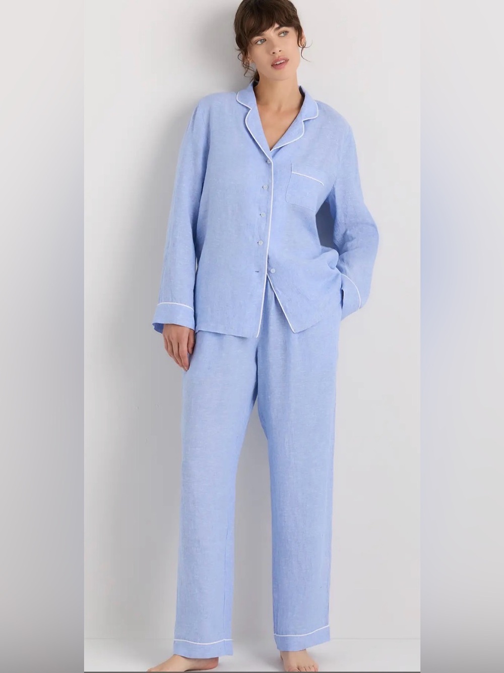 Quince 100% European Linen Pajama Set with Piping. Pit-pit 20 (mix31)